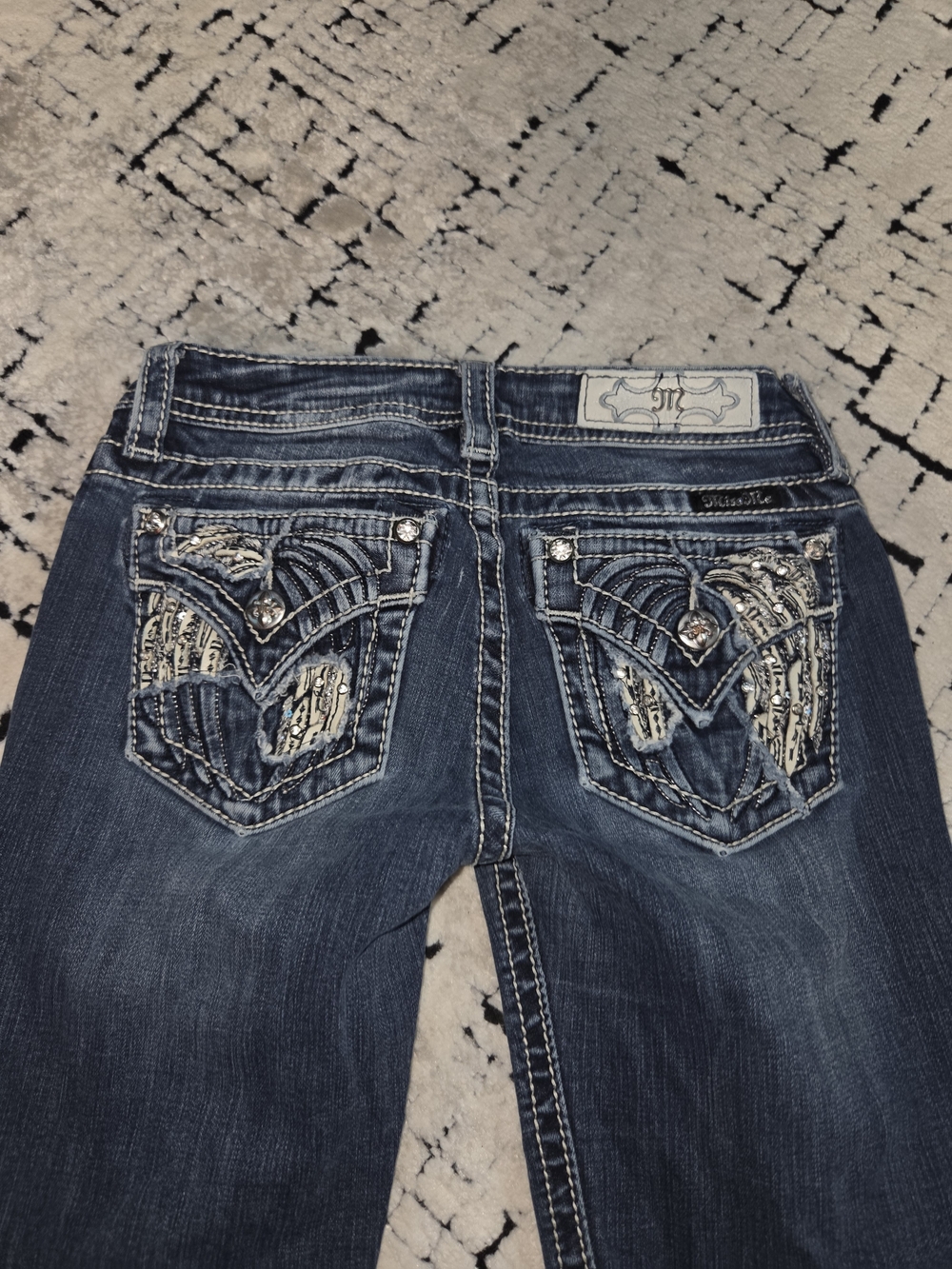Miss me Youth Girls size 12 Skinny jeans with Wings on back y2k 2000s